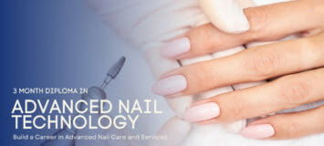 Nail technician working on a client's nails and using a nail buffing product.